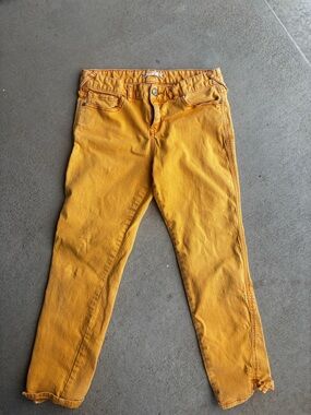 Free People Cropped Mustard Yellow Skinny Jeans